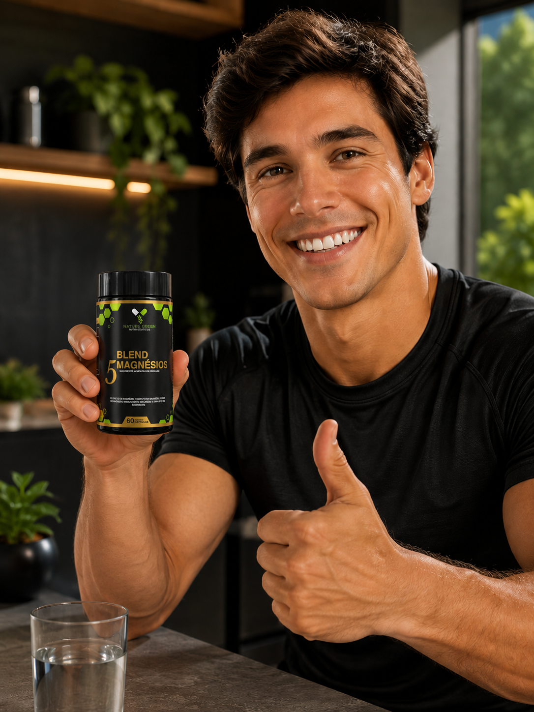 moço segurando blend magnesio