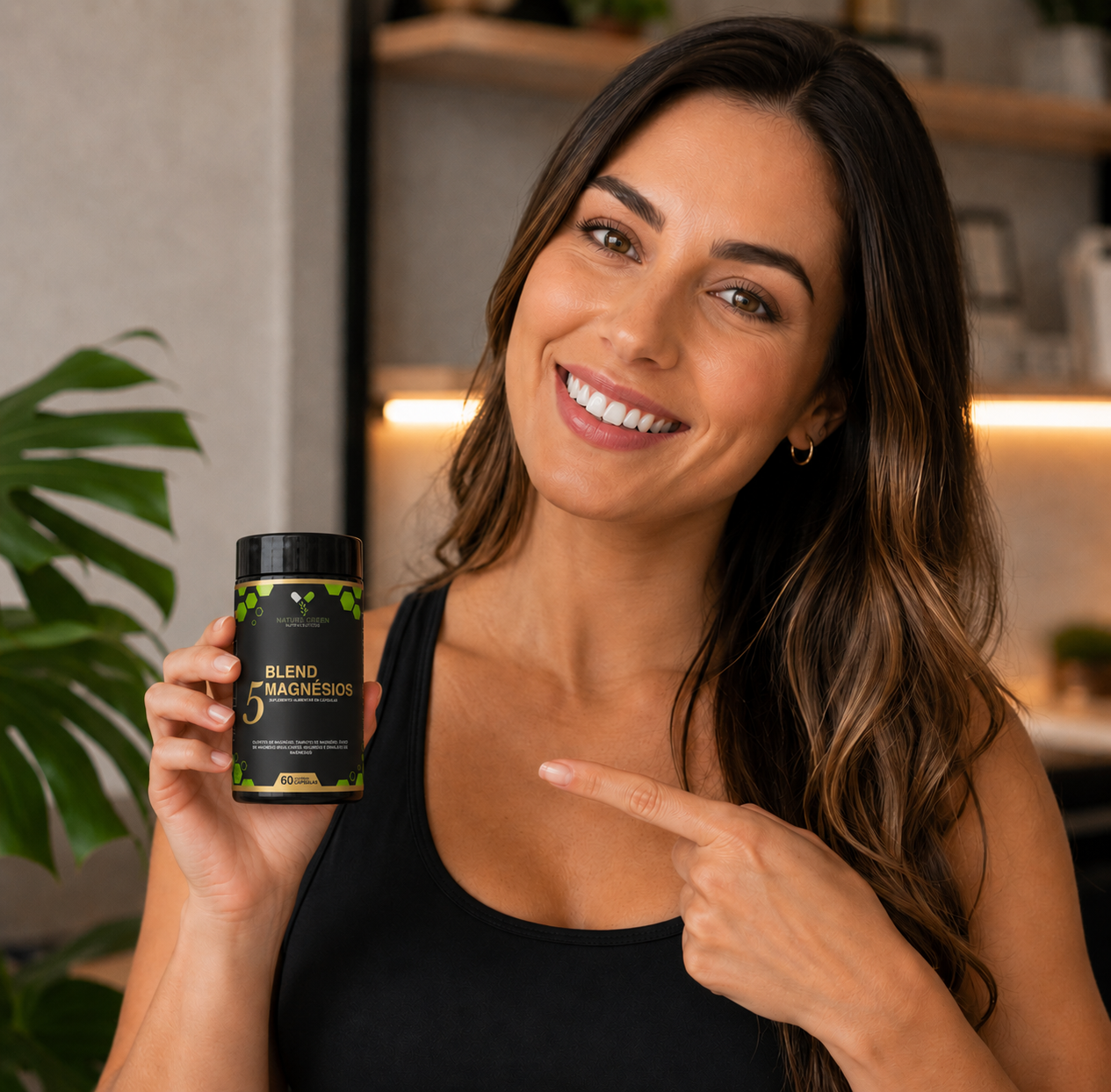 moça segurando blend magnesio